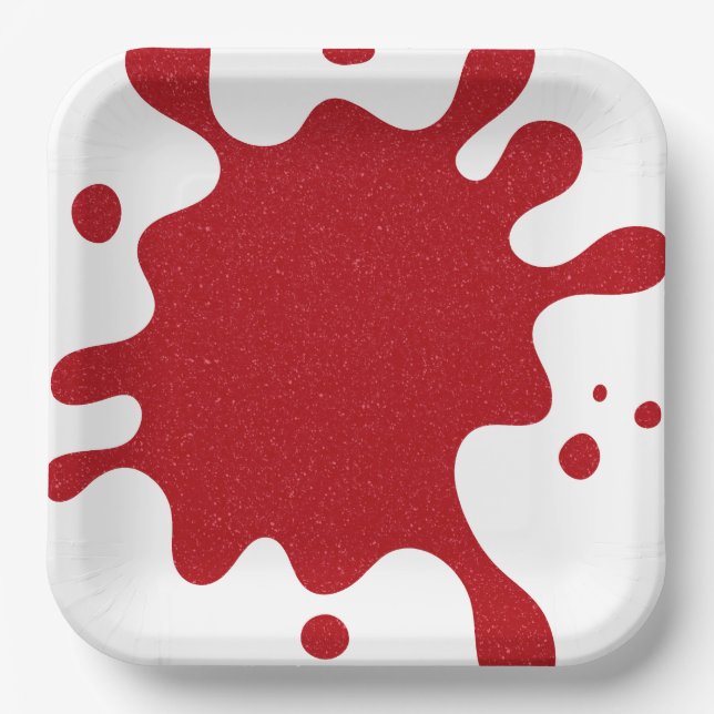 Custom Tomato Red Splatter White Plate (Front)