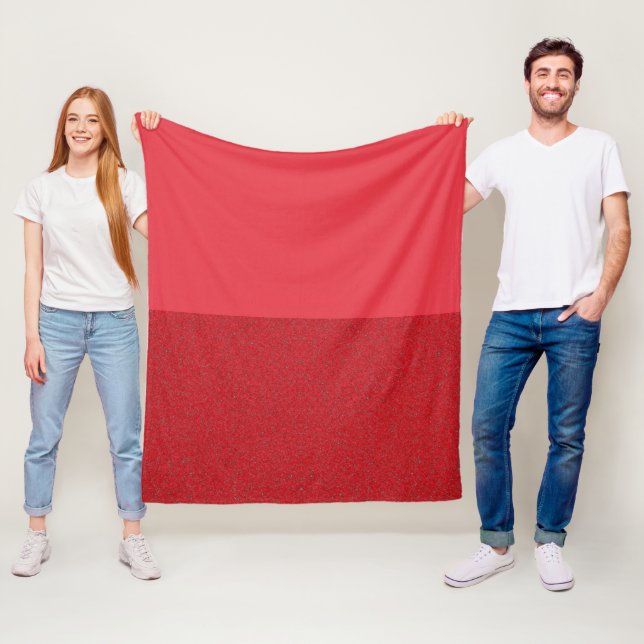 Custom Tomato Red Split Fleece Blanket (In Situ)