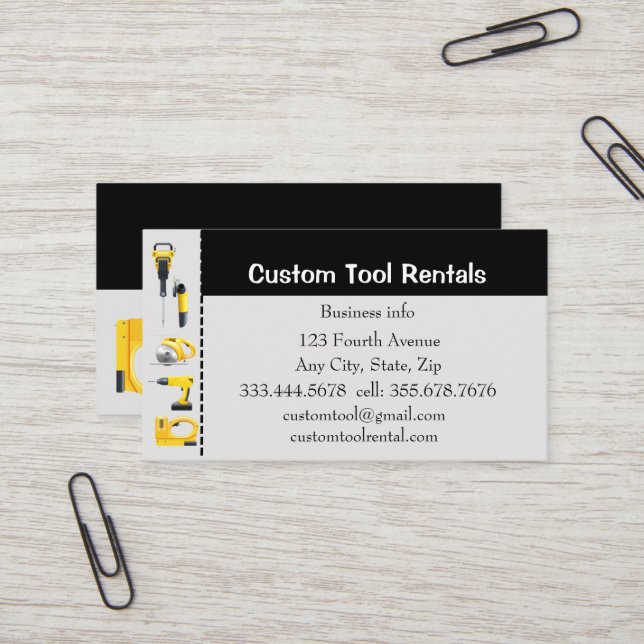 Custom Tool Equipment Rentals  Business Card (Front/Back In Situ)