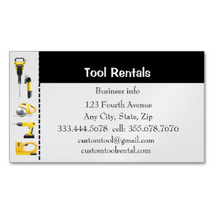 Custom Tool Equipment Rentals Business Card