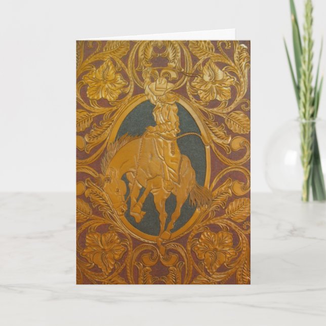 Custom tooled leather image greeting card (Front)