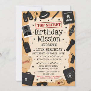 Custom Top Secret Spy Birthday Invitation