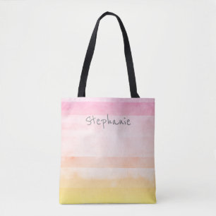 custom tote bag add your text shabby chic stripes