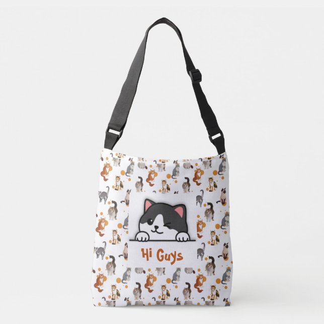 Custom Tote Bag Cat Peeking Cute  (Front)