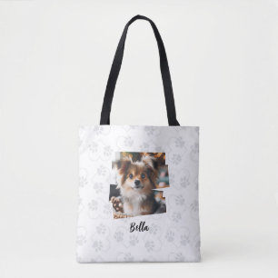 Custom Tote Bag with Adorable Dog Photo and Name
