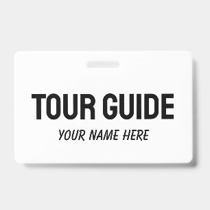 Custom tour guide name badge with clip or string ID badge
