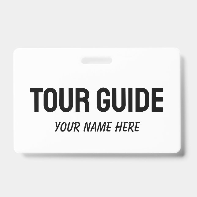 Custom tour guide name badge with clip or string ID badge (Front)