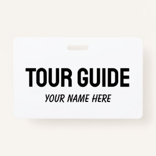 Custom tour guide name badge with clip or string ID badge