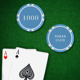 Custom Tournament Game Value 1000 Light Blue Poker Chips