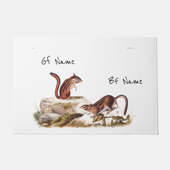 Custom Townsend's Ground Squirrel Couple name on Doormat (Front)