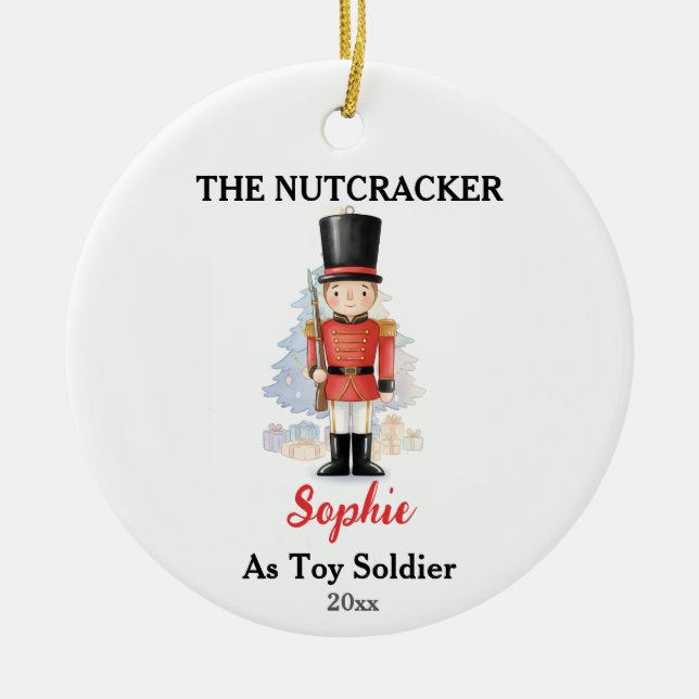 Custom Toy Soldier Nutcracker Photo Christmas Ceramic Tree Decoration (Front)
