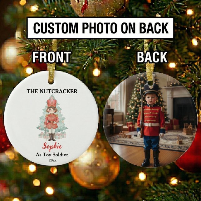 Custom Toy Soldier Nutcracker Photo Christmas Ceramic Tree Decoration (Creator Uploaded)