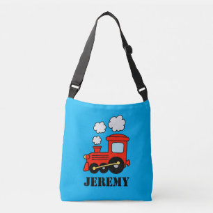 Custom toy train cross body bags for school kids