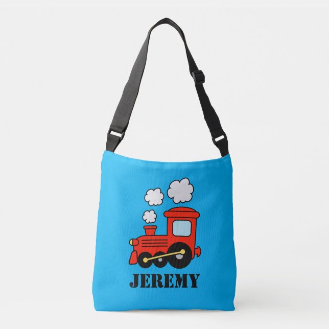 Custom toy train cross body bags for school kids (Front)