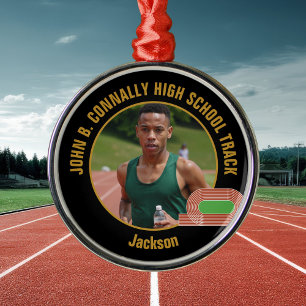 Custom Track Team Photo Runner Christmas Metal Tree Decoration