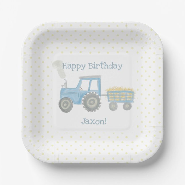 Custom Tractor Birthday Plates (Front)