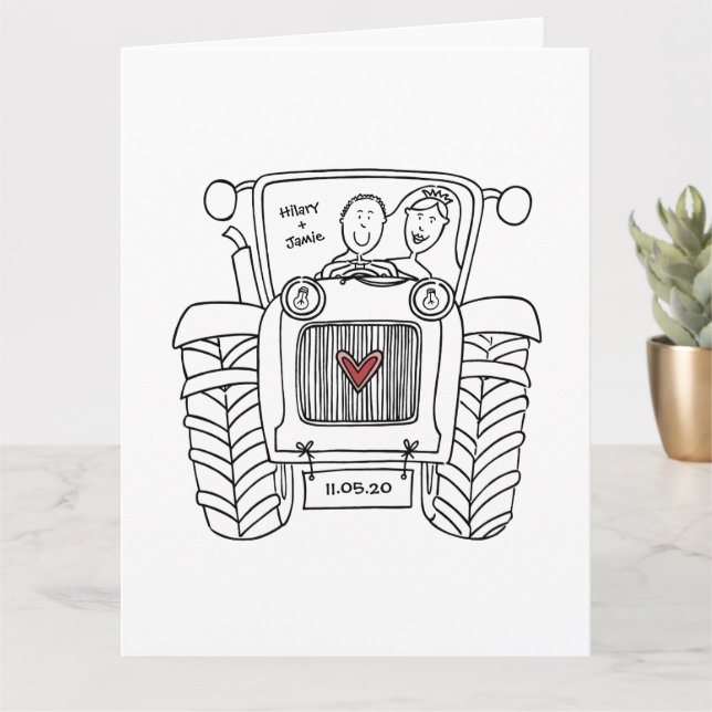 Custom Tractor Country Barn Rustic Wedding Card (Small Plant)
