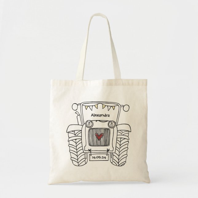 Custom Tractor Country Wedding Maid of Honour Tote Bag (Front)