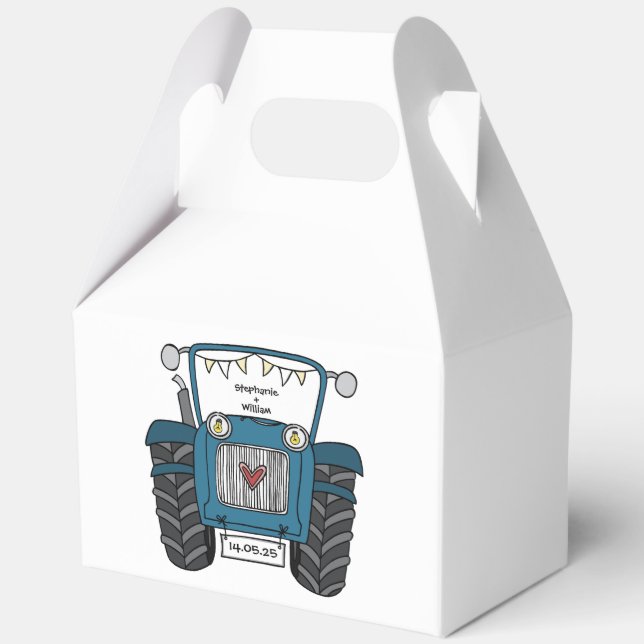 Custom Tractor Country Wedding Themed Favour Box (Front)