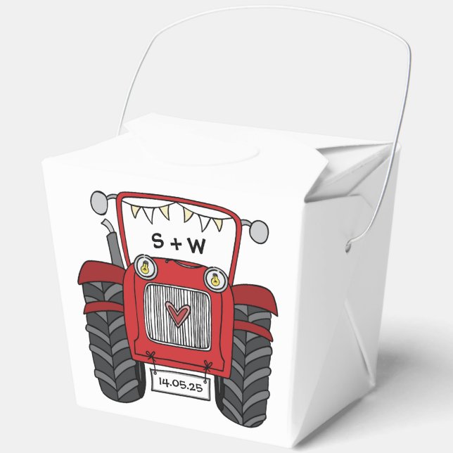 Custom Tractor Country Wedding Themed Favour Box (Front)