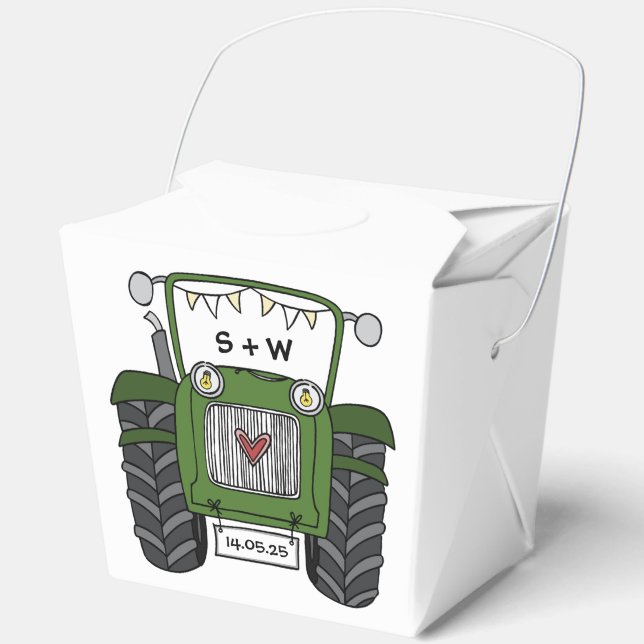 Custom Tractor Country Wedding Themed Favour Box (Front)