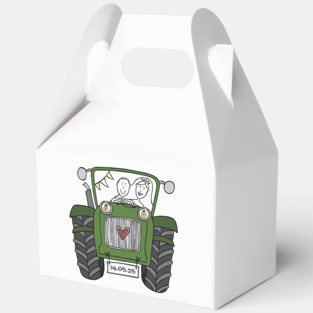 Custom Tractor Country Wedding Themed Favour Box (Front)