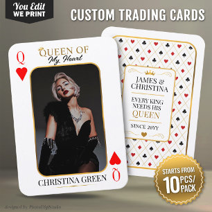 Custom Trading Card, Queen of Hearts Poker Photo Place Card