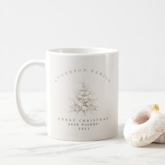 Custom traditional family white Christmas tree Coffee Mug