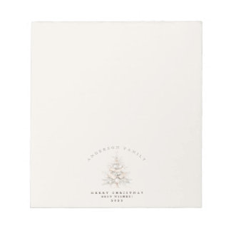 Custom traditional family white Christmas tree Notepad