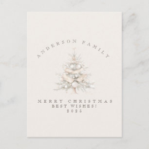 Custom traditional family white Christmas tree Postcard