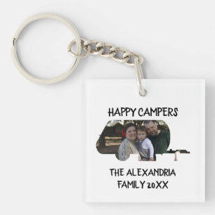 Custom trailer caravan family photo happy campers key ring