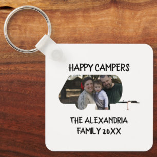 Custom trailer caravan family photo happy campers key ring