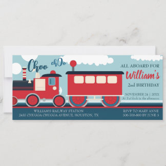 Custom Train Boy Choo Choo Train Ticket Birthday Invitation