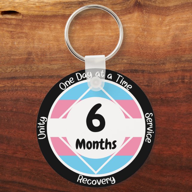 Custom Transgender Pride Clean Time Milestone Gift Key Ring (Front)