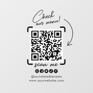 Custom Transparent Business QR Code Social Media Window Cling