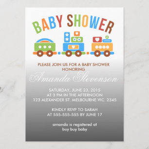 Custom transportation train baby shower invitation