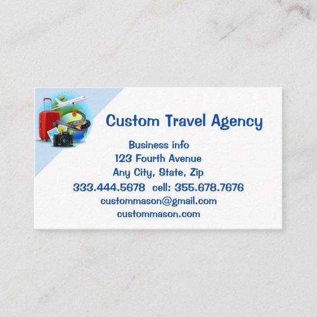 Custom Travel Agency Cruise Vacations  Business Card (Front)