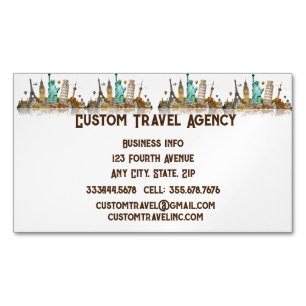 Custom Travel Agency Cruise Vacations   Magnetic Business Card
