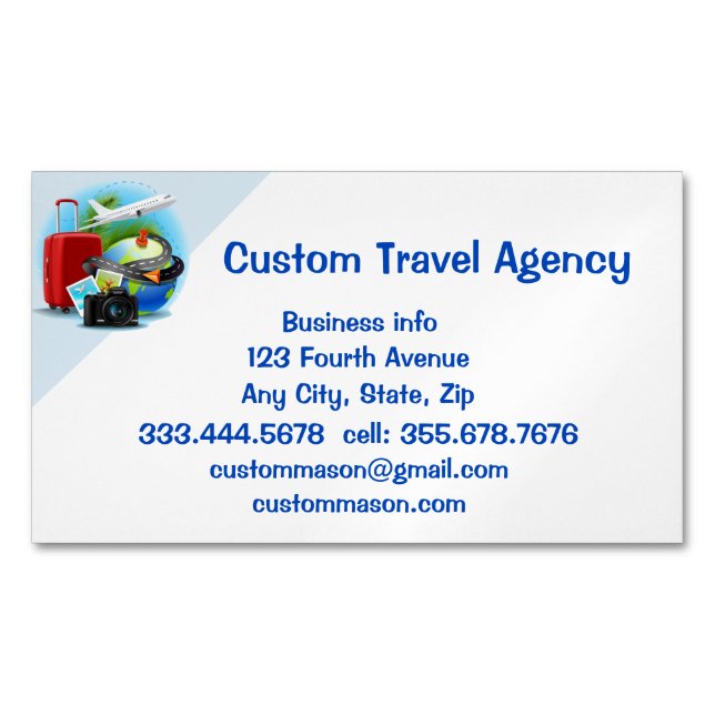 Custom Travel Agency Cruise Vacations  Magnetic Business Card (Front)
