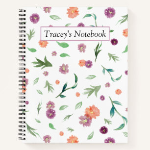 Custom Travel and Notes Watercolor Floral Notebook