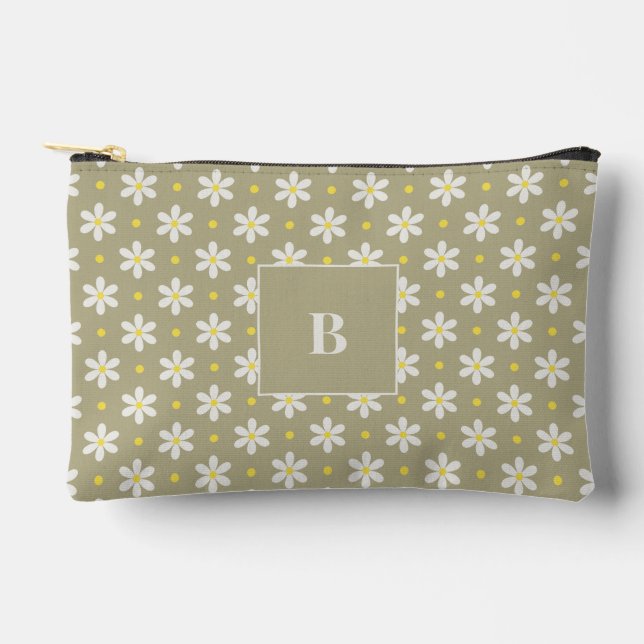 Custom Travel Gift for Women Personalized Daisy Accessory Pouch (Front)