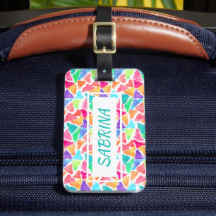 Custom Travel Luggage Tag With Fun Mosaic Art