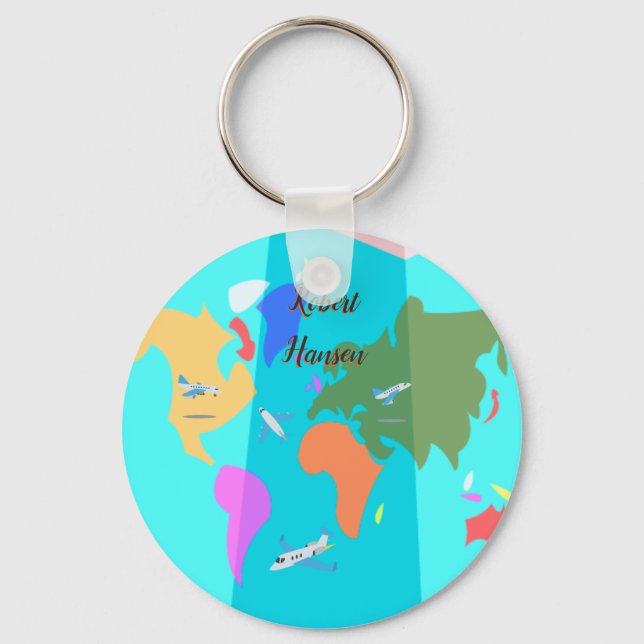Custom Travel Map Key Ring (Front)