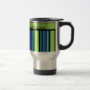 Custom Travel Mug, Blue Moons Deckchair Stripes Mug