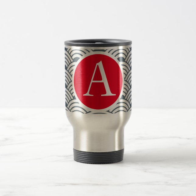 CUSTOM TRAVEL MUG DIY INITIAL JAPANESE WAVES (Center)