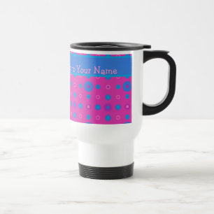 Custom Travel Mug, Magenta: Bright Blue Dots Mug