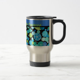 Custom Travel Mug, Quirky Blue Moons Pattern Mug