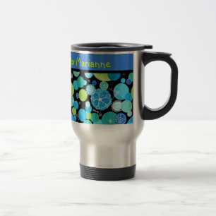 Custom Travel Mug, Quirky Blue Moons Pattern Travel Mug