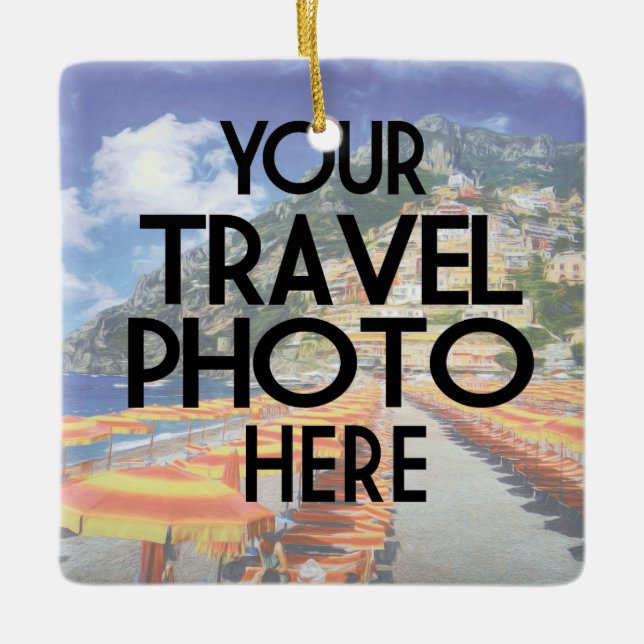 Custom Travel Photo 2 Photos Christmas Ceramic Ornament (Front)