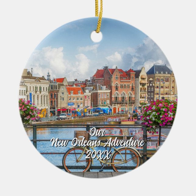 Custom Travel Photo Christmas Tree Ceramic Tree Decoration (Front)